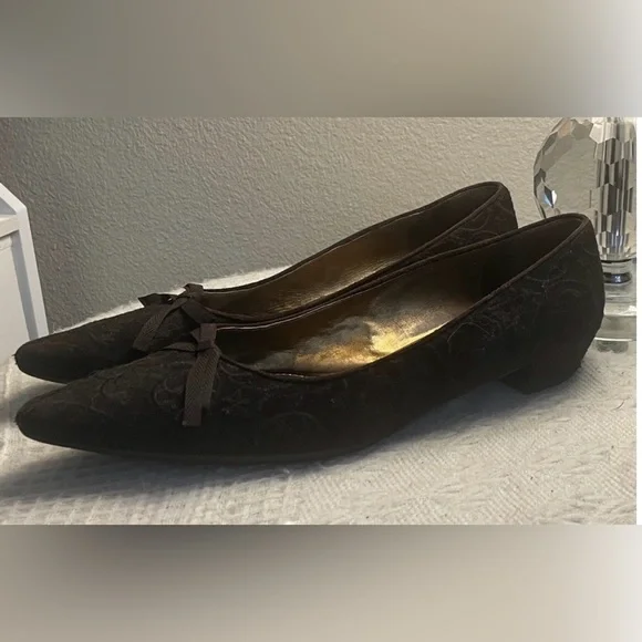 Prada Dark Brown Flats with Bow Accent - Picture 2 of 7